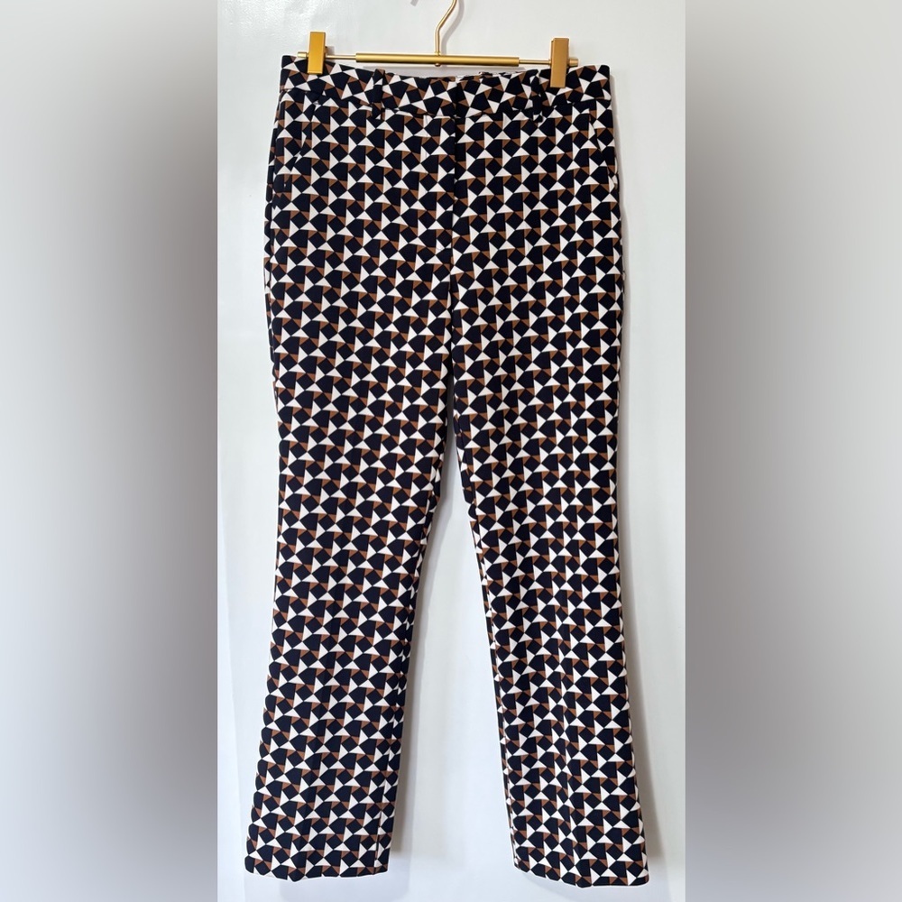 H&M| Black White & Brown Geometric Cropped Trouser Pants Sz 6 - Picture 2 of 4